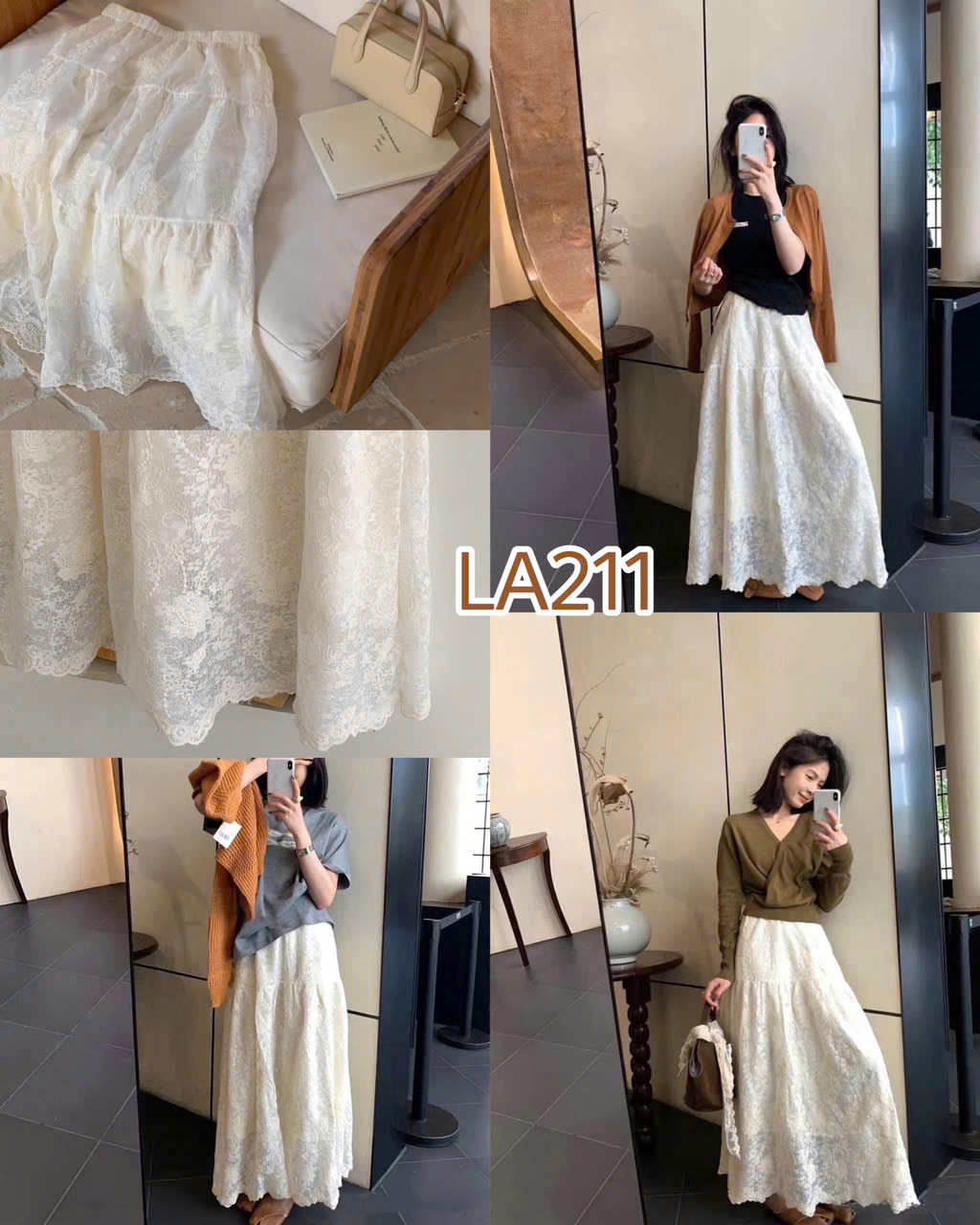 CHÂN VÁY DÀI HOA THÊU REN MÃ LA211