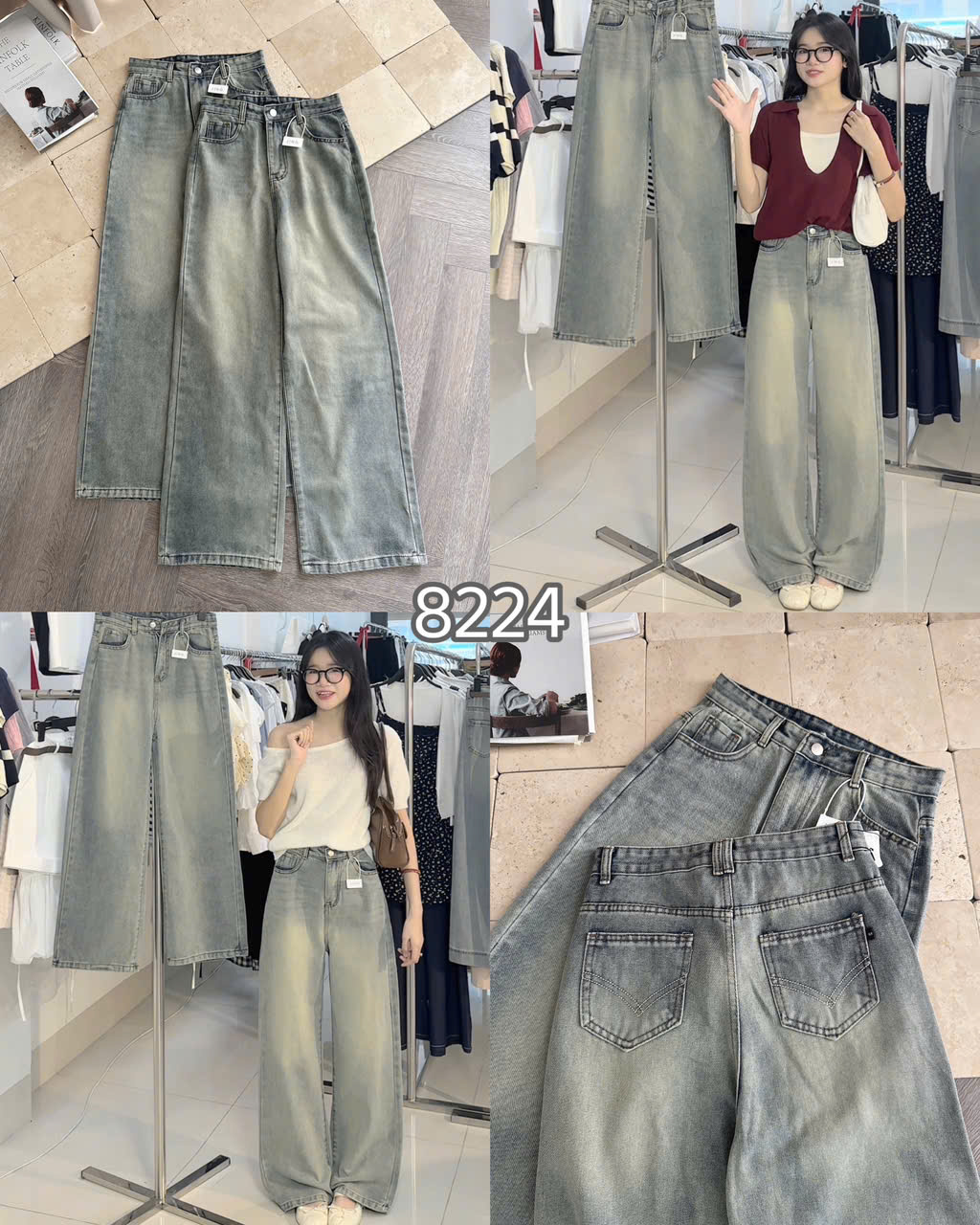 QUẦN JEANS SUÔNG XANH NHẠT MÃ 8224