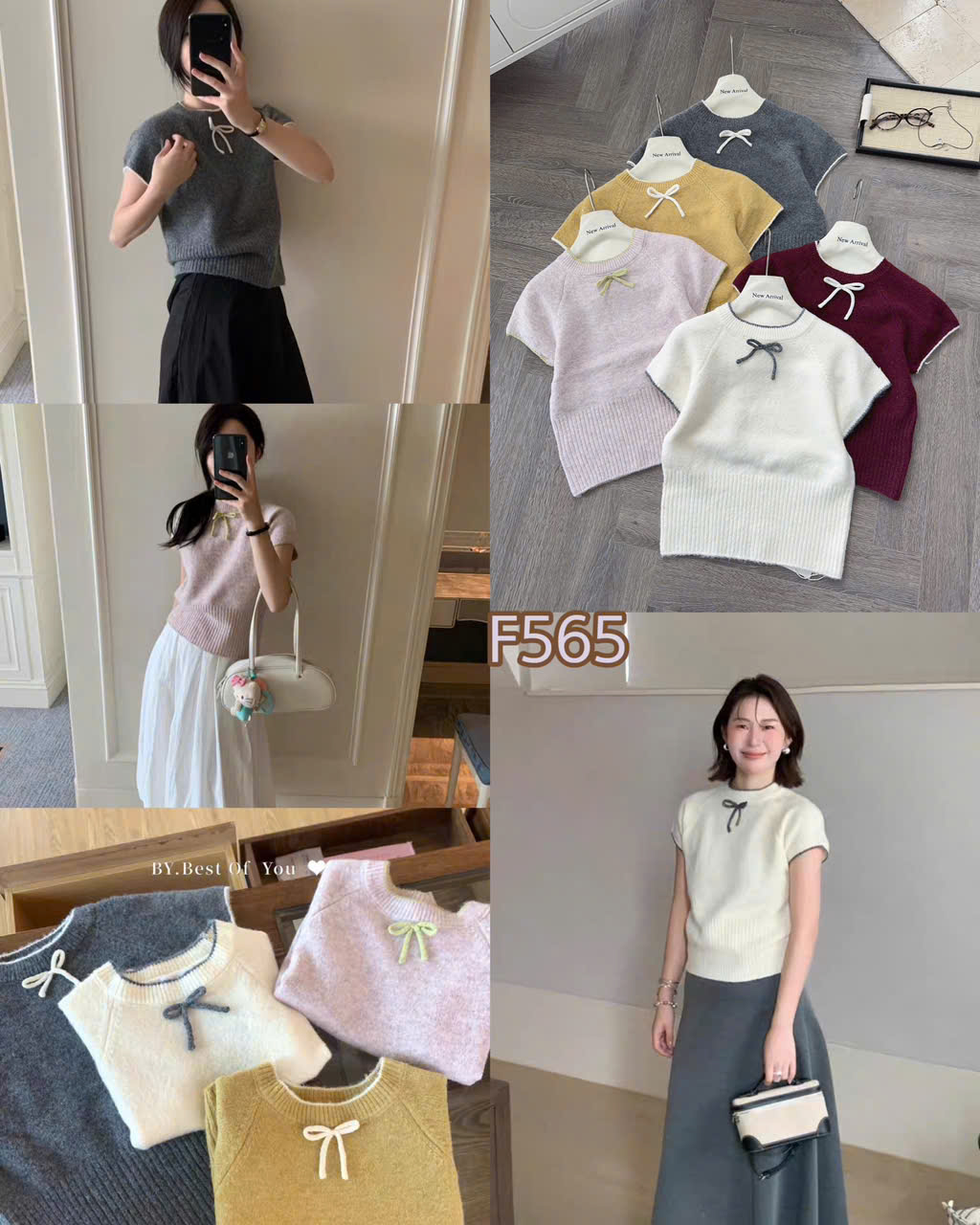 ÁO LEN CỘC DÀY ĐÍNH NƠ MÃ F565