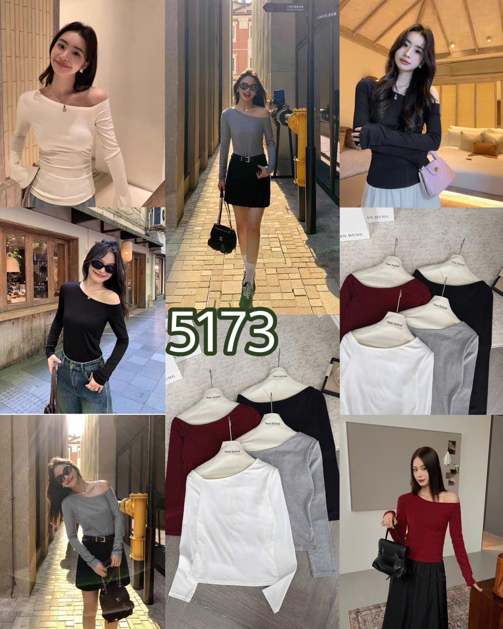 ÁO LỆCH VAI DÀI TAY MÃ 5173