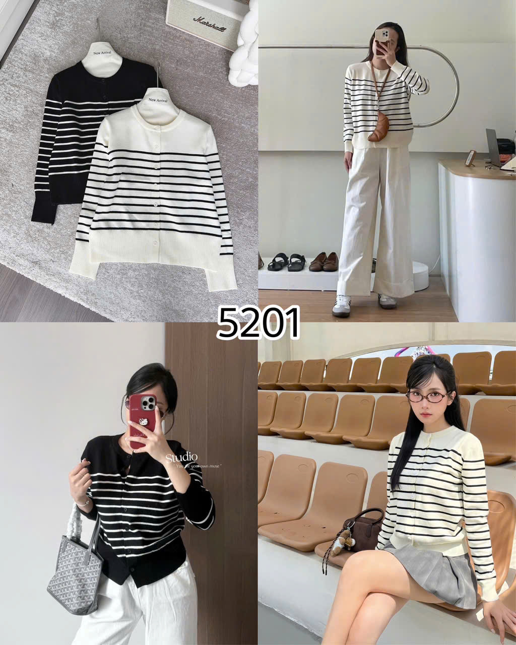 CARDIGAN LEN KẺ NGANG CÚC MÃ 5201