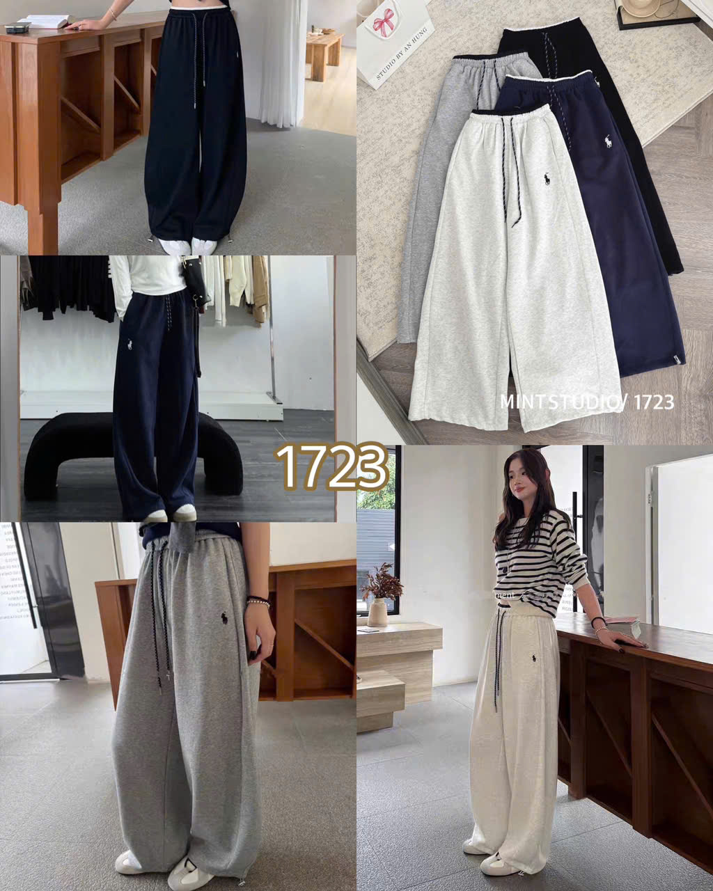 QUẦN NỈ SUÔNG DÂY RÚT THÊU NGỰA MÃ 1723