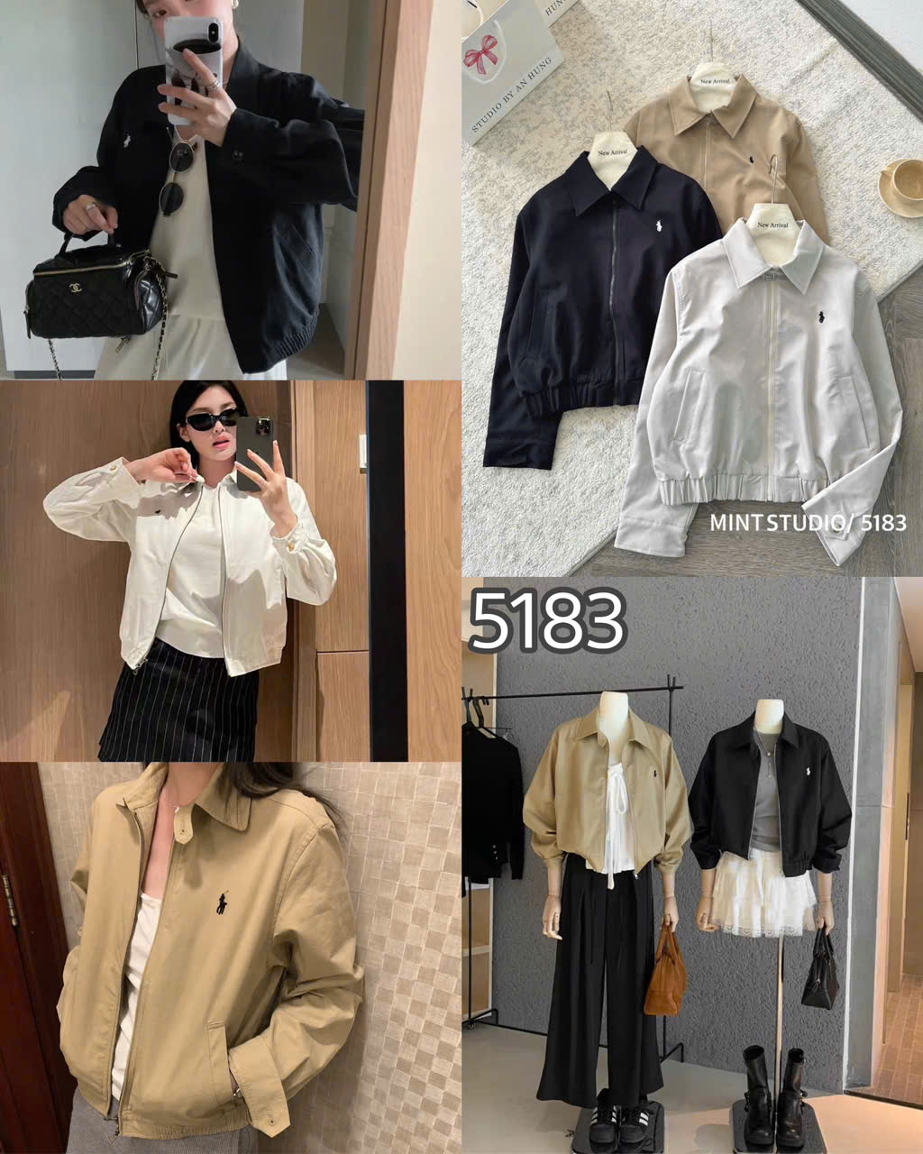 ÁO KHOÁC BOMBER THÊU NGỰA KAKI MÃ 5183