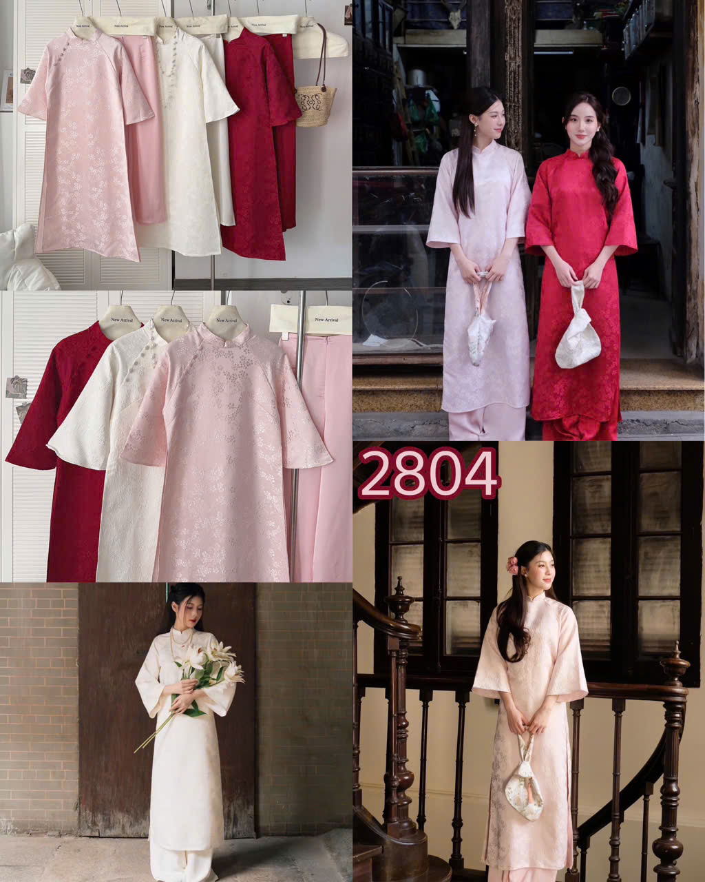 ÁO DÀI TÂM GIAO GẤM HOA ĐÍNH CÚC MÃ 2804