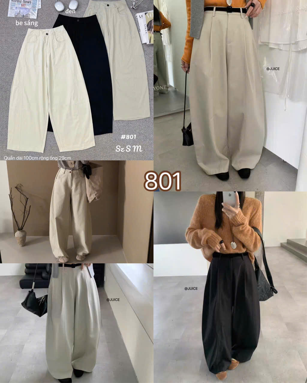 QUẦN KAKI MÃ 801 RỘNG ỐNG BOM