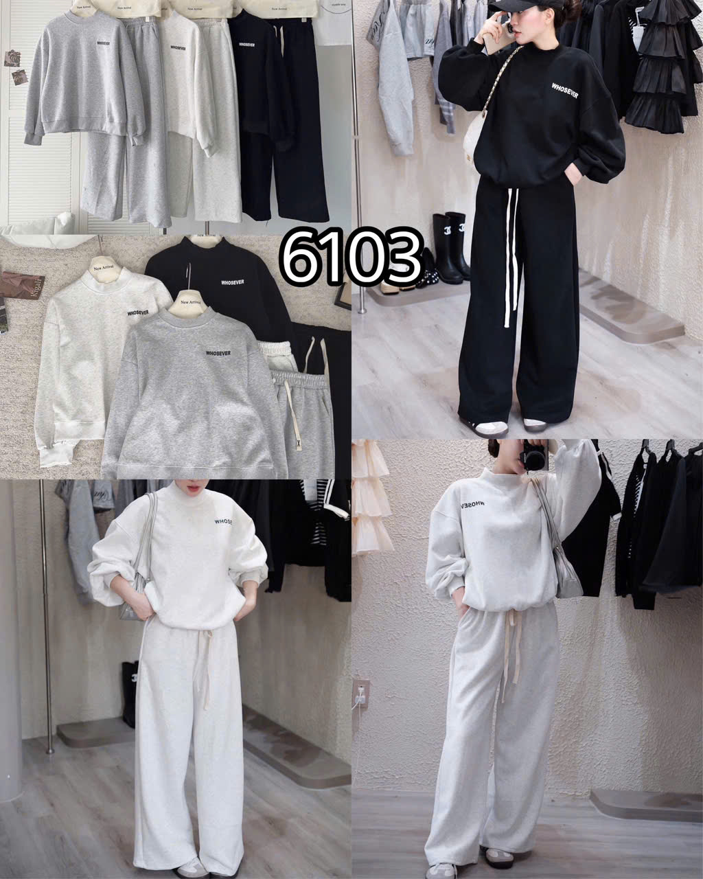 SET MÃ 6103 BỘ NỈ CỔ 3CM IN CHỮ