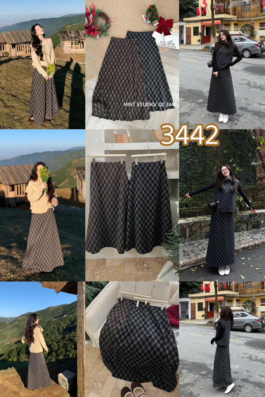 CHÂN VÁY DÀI DẠ KẺ MÃ 3442