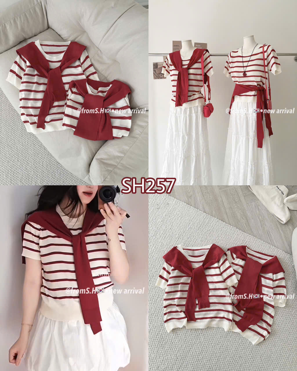 ÁO MONGTOGHI KẺ KÈM KHĂN MÃ SH257