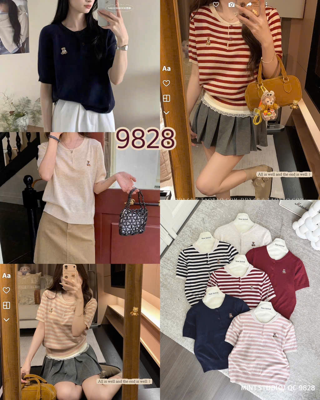 ÁO LEN CỘC CỔ TRỤ THÊU GẤU MÃ 9828