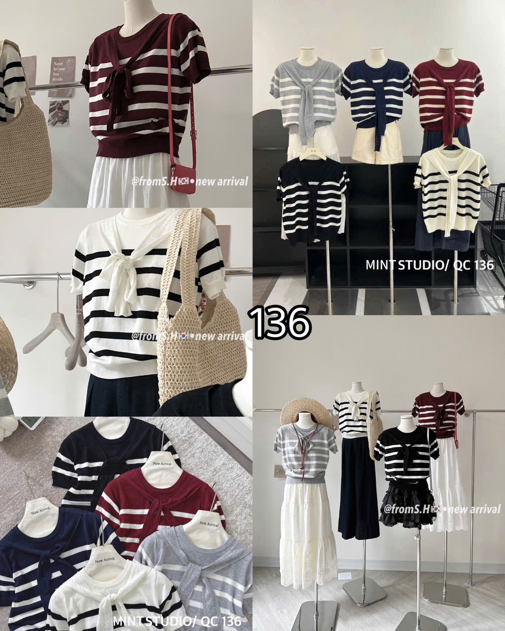 ÁO KẺ MONGTOGHI KHĂN LIỀN MÃ 136