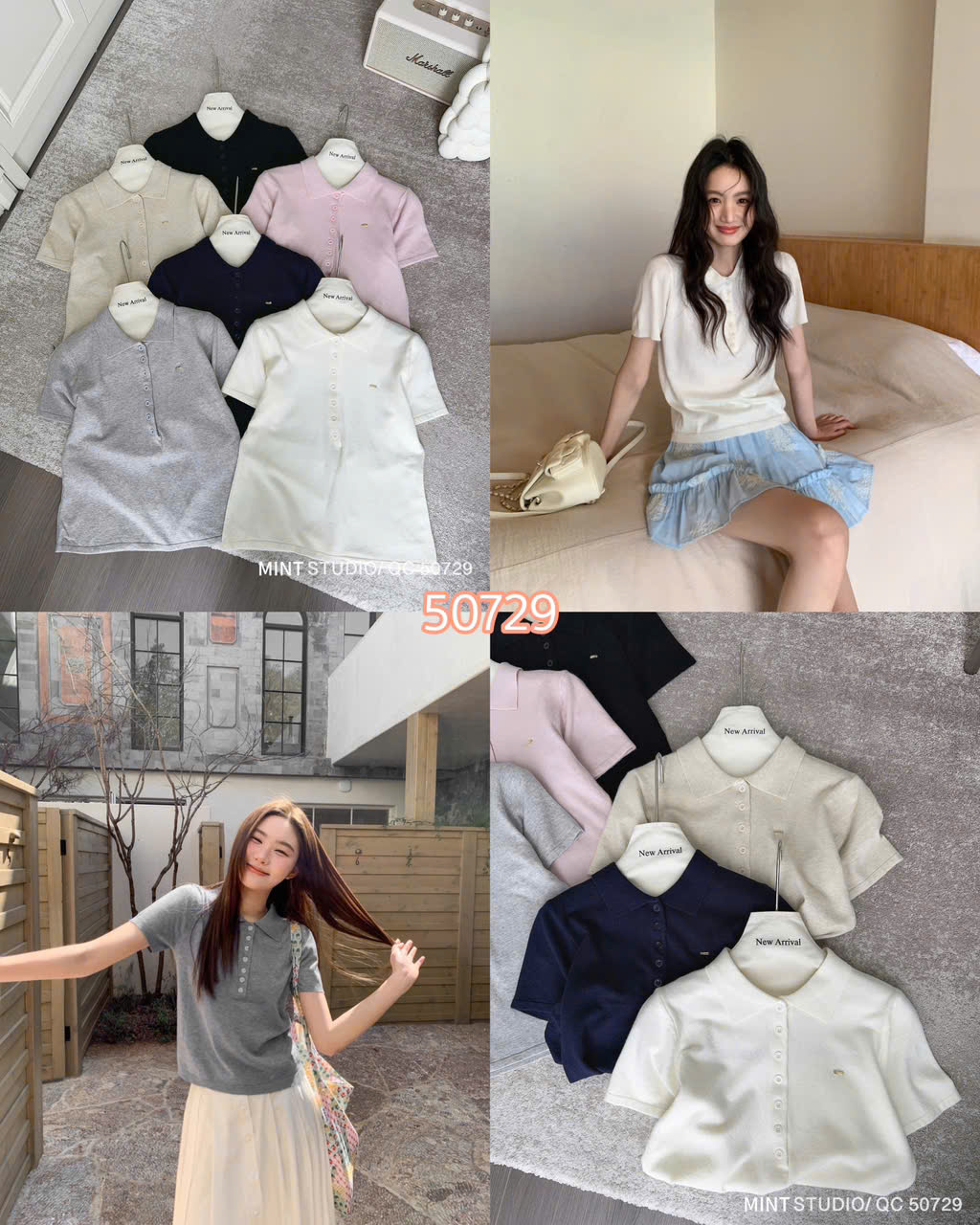 ÁO LEN POLO CÚC ĐÍNH TAG MÃ 50729