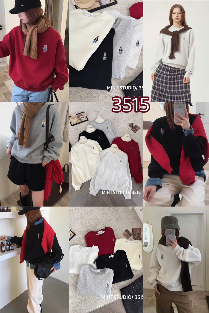 ÁO NỈ MÃ 3515 THÊU GẤU