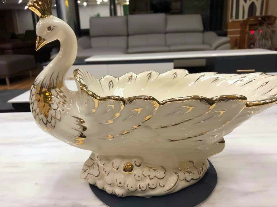 Bình hoa con công sứ vẽ vàng | Anh Thư Ceramics Bình Hoa Con Công Sứ Vẽ Vàng | Anh Thư Ceramics