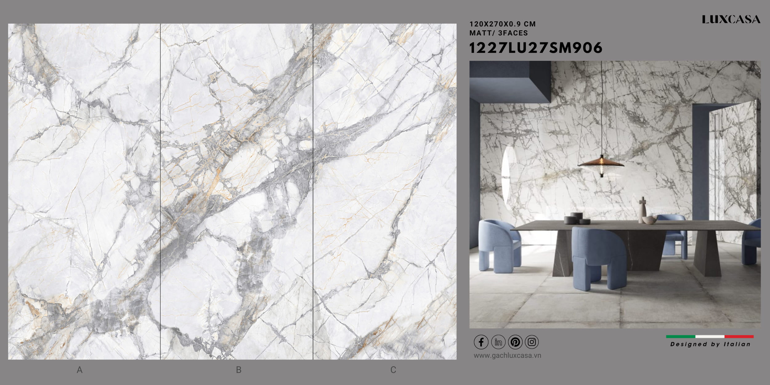 Gạch siêu lớn 120x270cm 1227LU27SM906