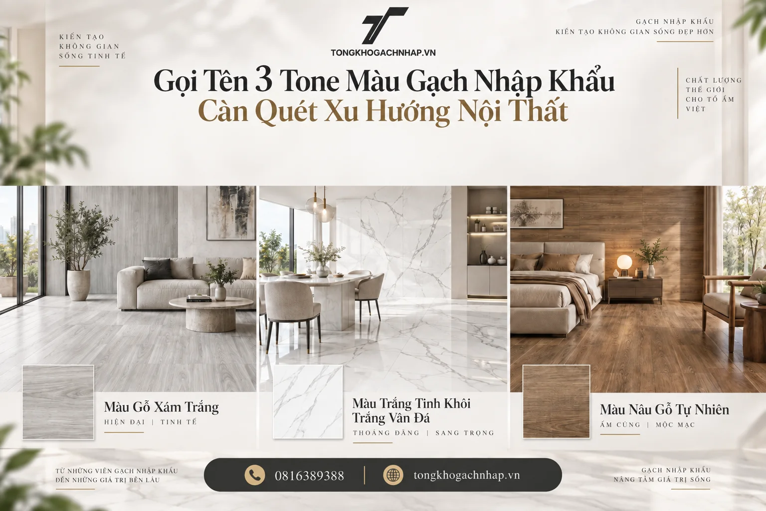 3 Tone Màu Gạch Nhập Khẩu Càn Quét Xu Hướng Nội Thất
