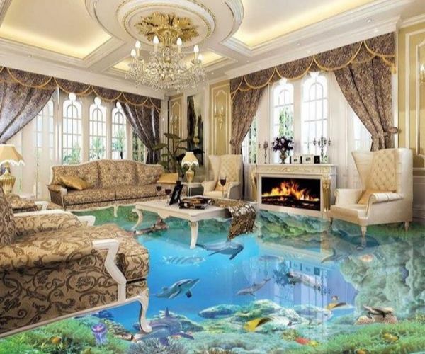 Gạch lát nền 3d phòng khách đẹp và thu hút