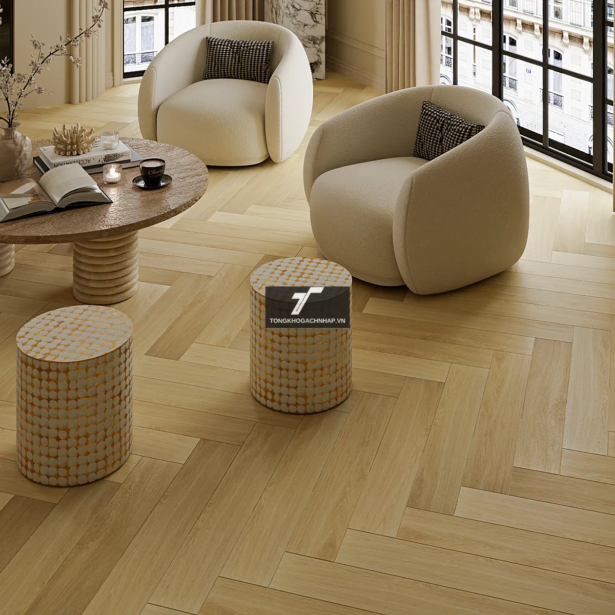 Gạch giả gỗ 15x90 màu nâu vàng sáng tại tongkhogachnhap.vn