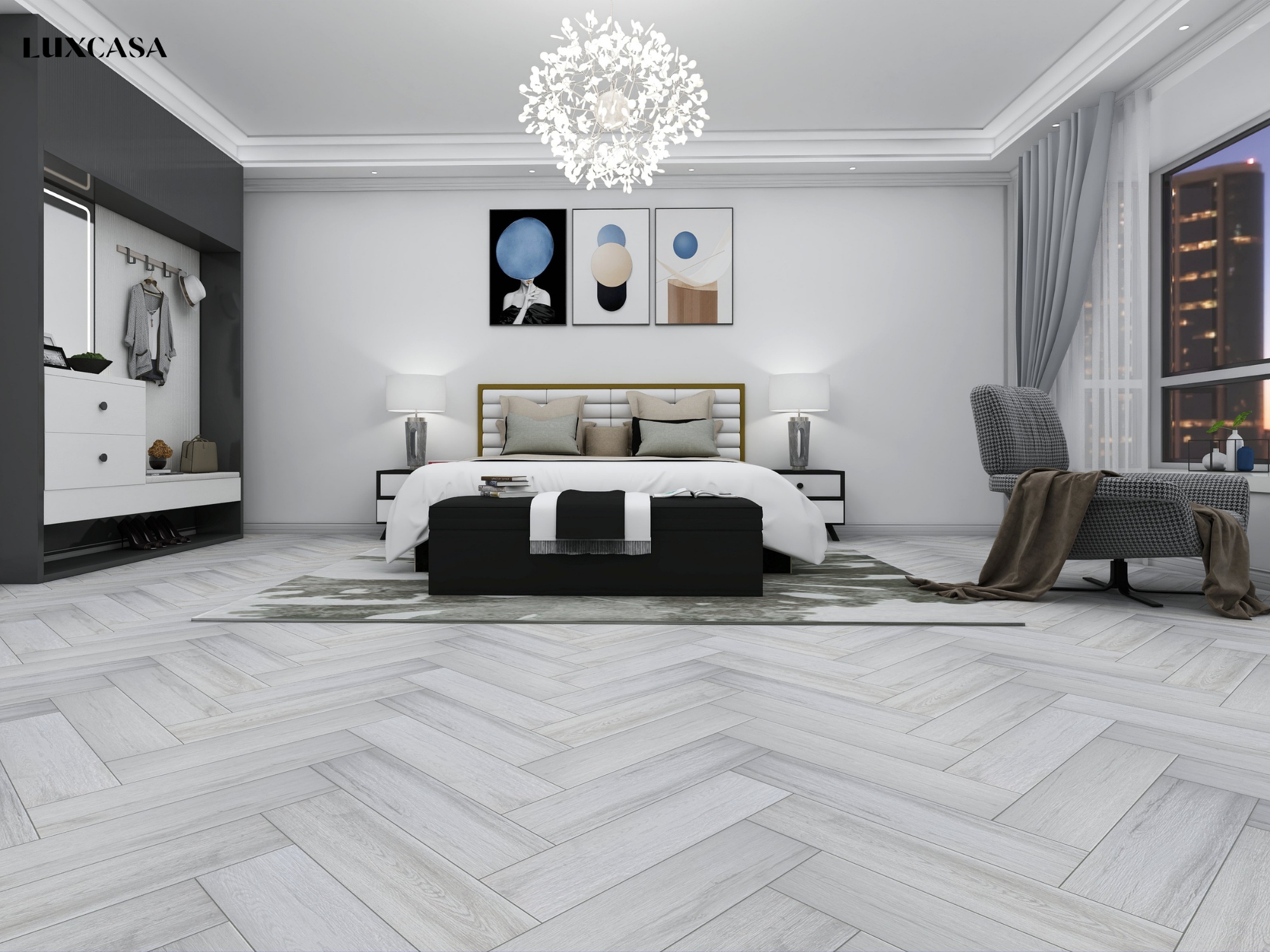 gạch giả gỗ màu sáng xám