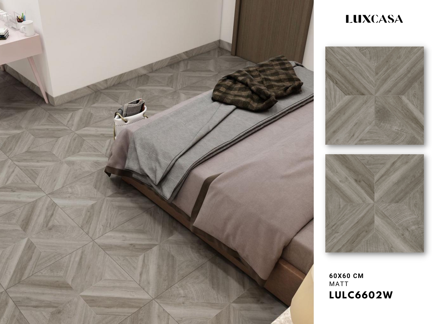 Gạch giả gỗ màu xám khổ vuông 60x60