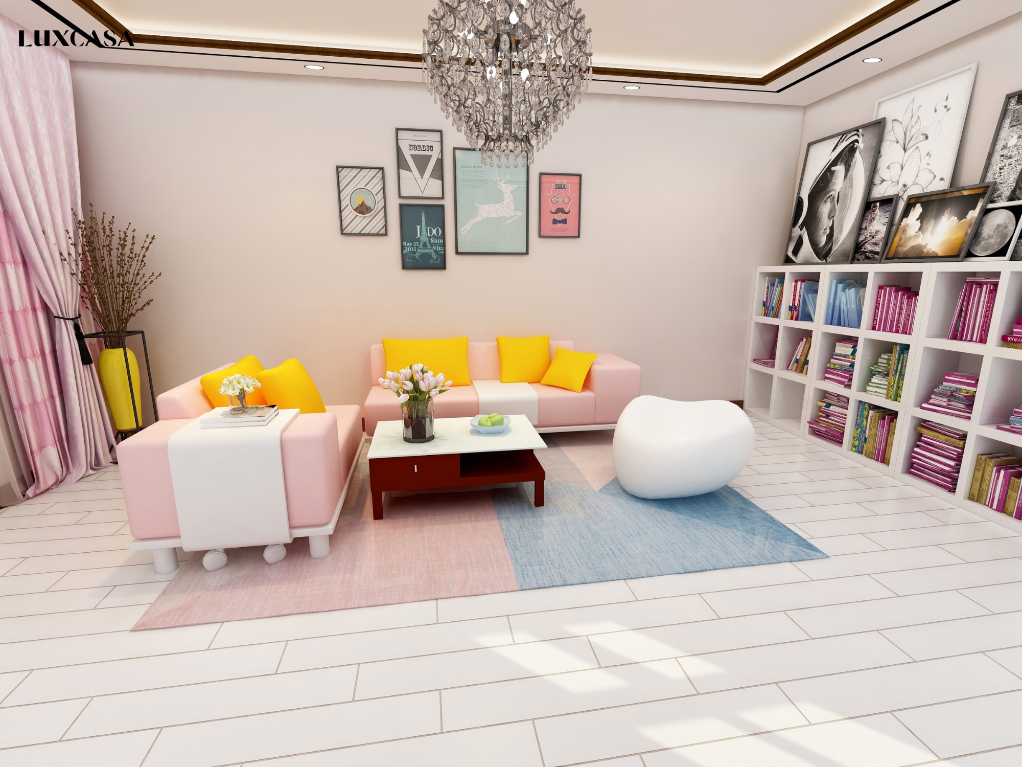 gạch giả gỗ màu kem