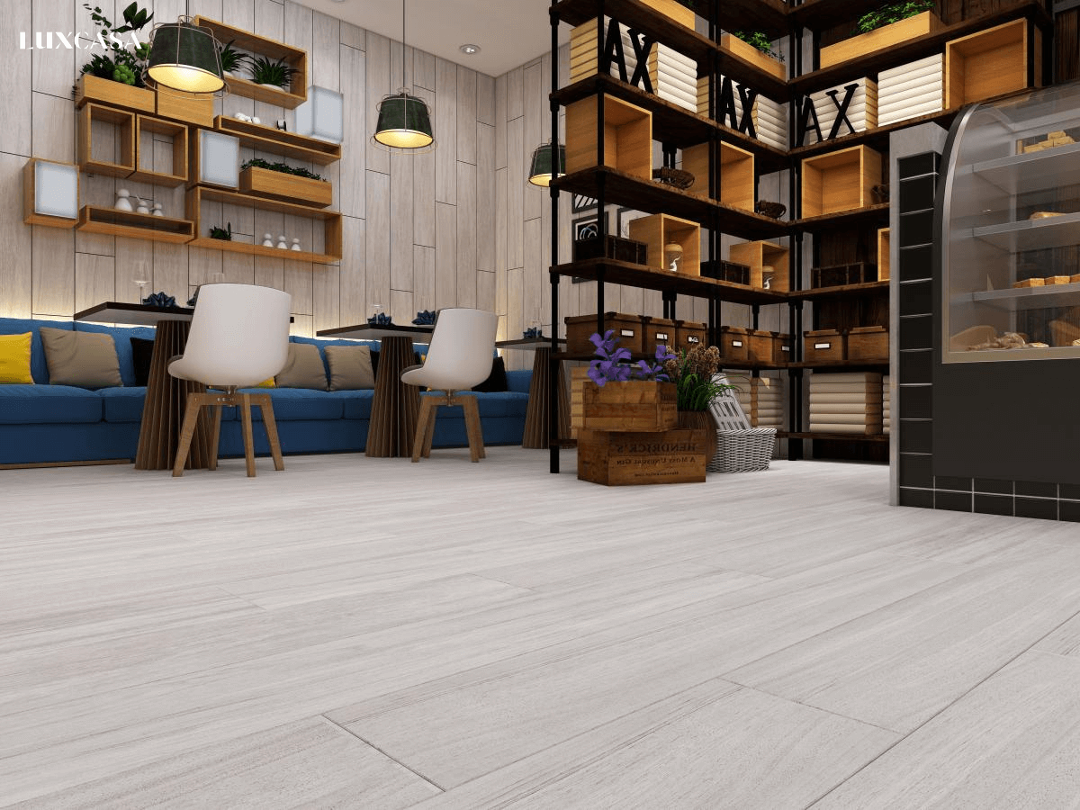 gạch giả gỗ màu trắng sáng