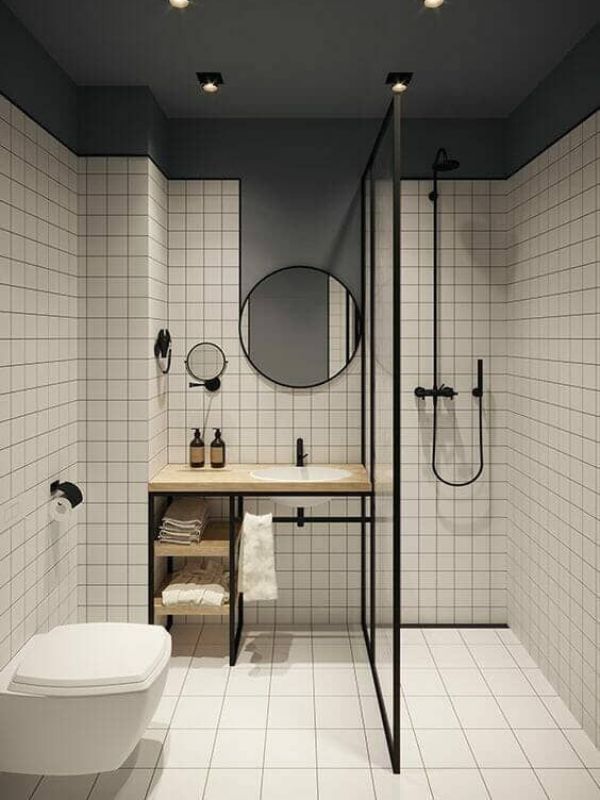 Gạch lát nền nhà tắm 30x30 kiểu thẳng hàng