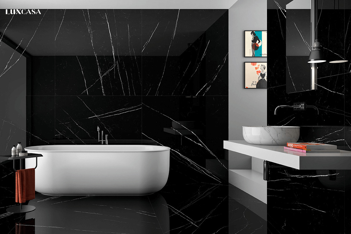 Đá lát phòng tắm màu đen là lựa chọn tuyệt vời cho những khách hàng đang tìm kiếm sự độc đáo và cá tính. Sản phẩm được chế tác từ đá tự nhiên, sẽ mang đến cho không gian phòng tắm của bạn sự sang trọng và bắt mắt. Bạn sẽ không hối hận khi lựa chọn đá lát màu đen cho phòng tắm của mình.