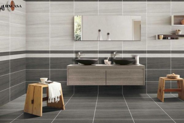 Mã gạch LULC3617 màu xám đậm ốp lát nhà tắm, vệ sinh 