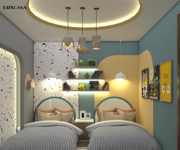 Phòng ngủ thiên về màu vàng xanh cho bé trai một giấc ngủ ngon lành