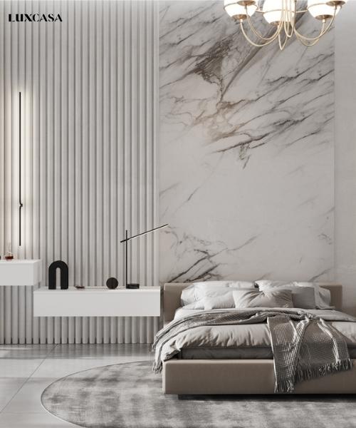 Một kiểu gạch trắng vân màu nâu, phù hợp với nhiều phòng ngủ hiện đại ngày nay