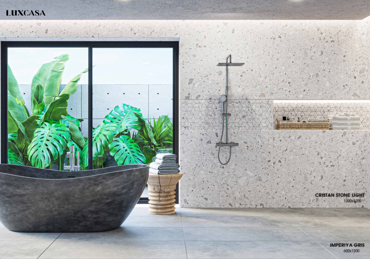 Gạch terrazzo khổ lớn kích thước 120x120cm là sự lựa chọn hoàn hảo để ốp lát nhà tắm
