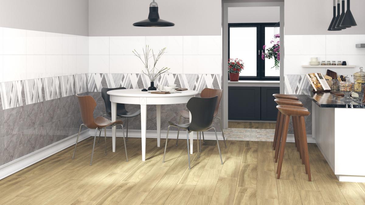 Mẫu gạch ốp tường phòng khách màu trắng 30x60