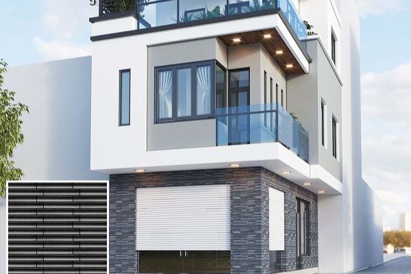 Gạch trang trí giả đá màu đen ốp mặt tiền