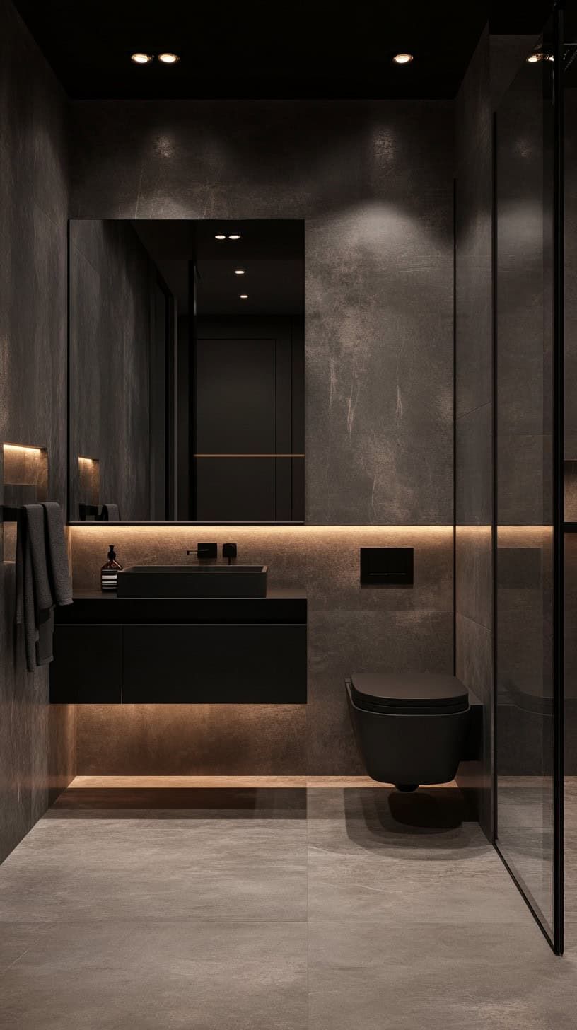 Gạch đen xi măng (Cement Look) ốp toilet