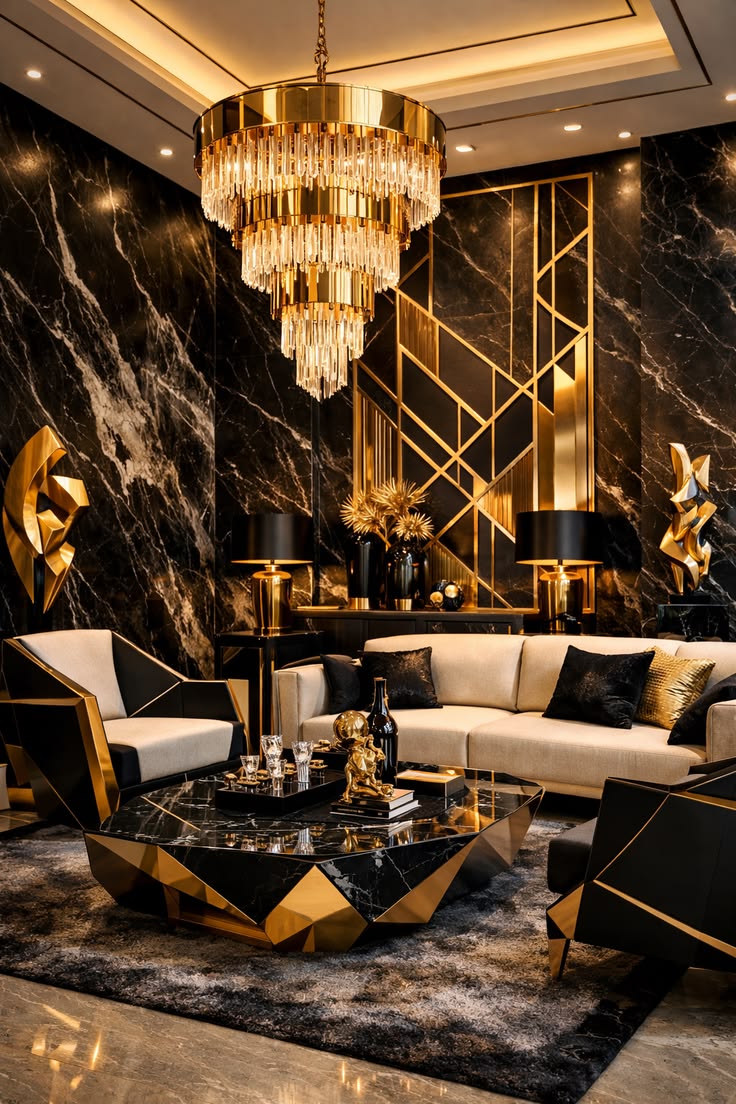 Gạch giả đá màu đen vân vàng ánh kim