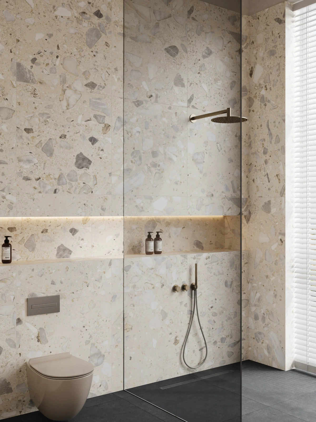 Gạch giả đá terrazzo lát nhà vệ sinh