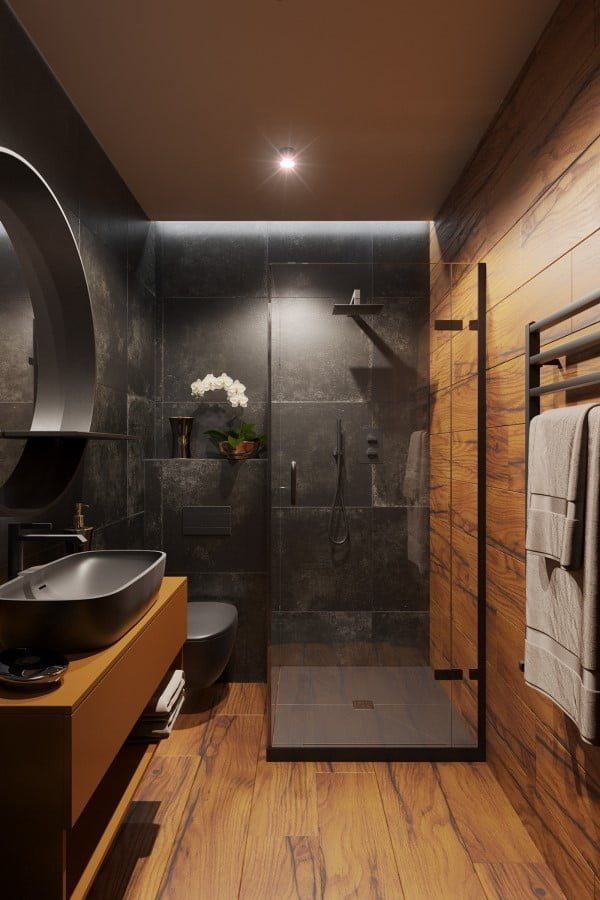 Gạch giả gỗ chống thấm ốp trong nhà tắm