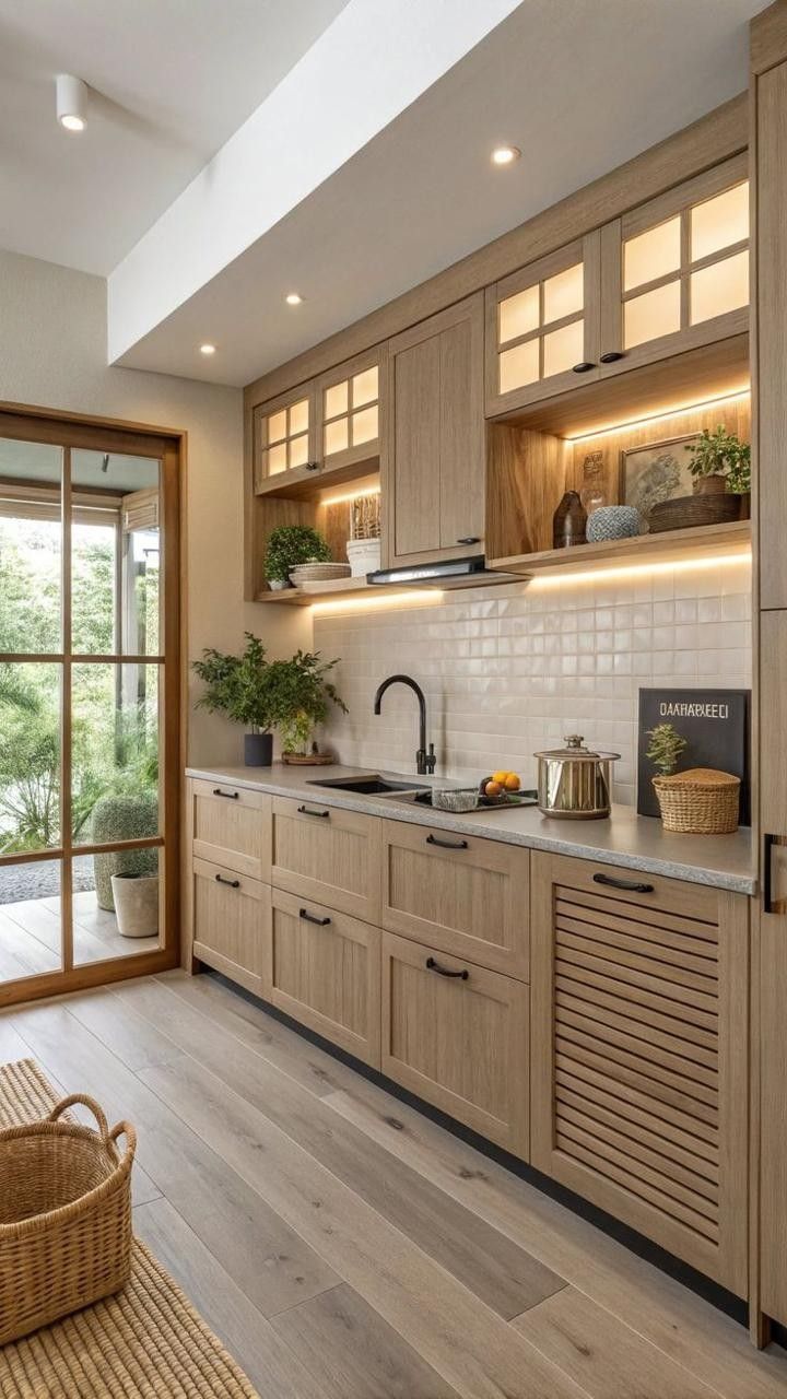 Gạch giả vân gỗ lát bếp