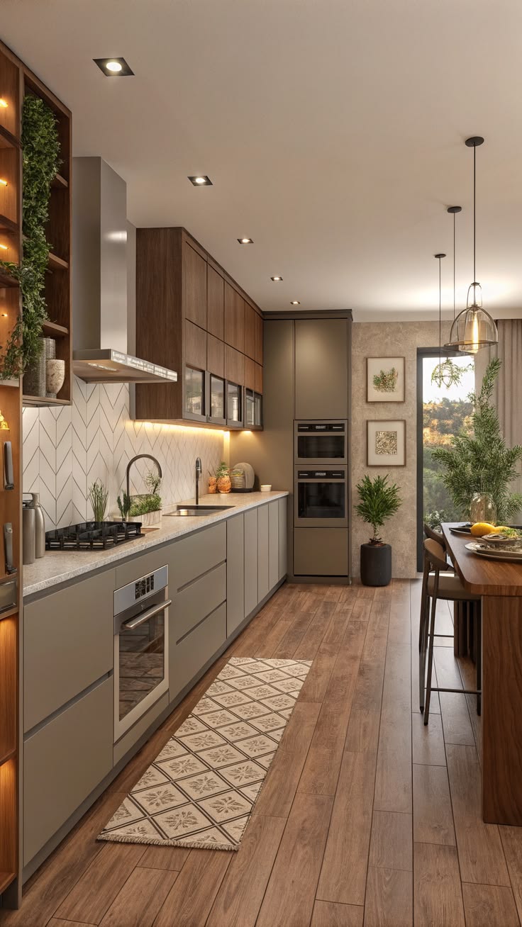 Gạch giả vân gỗ lát bếp