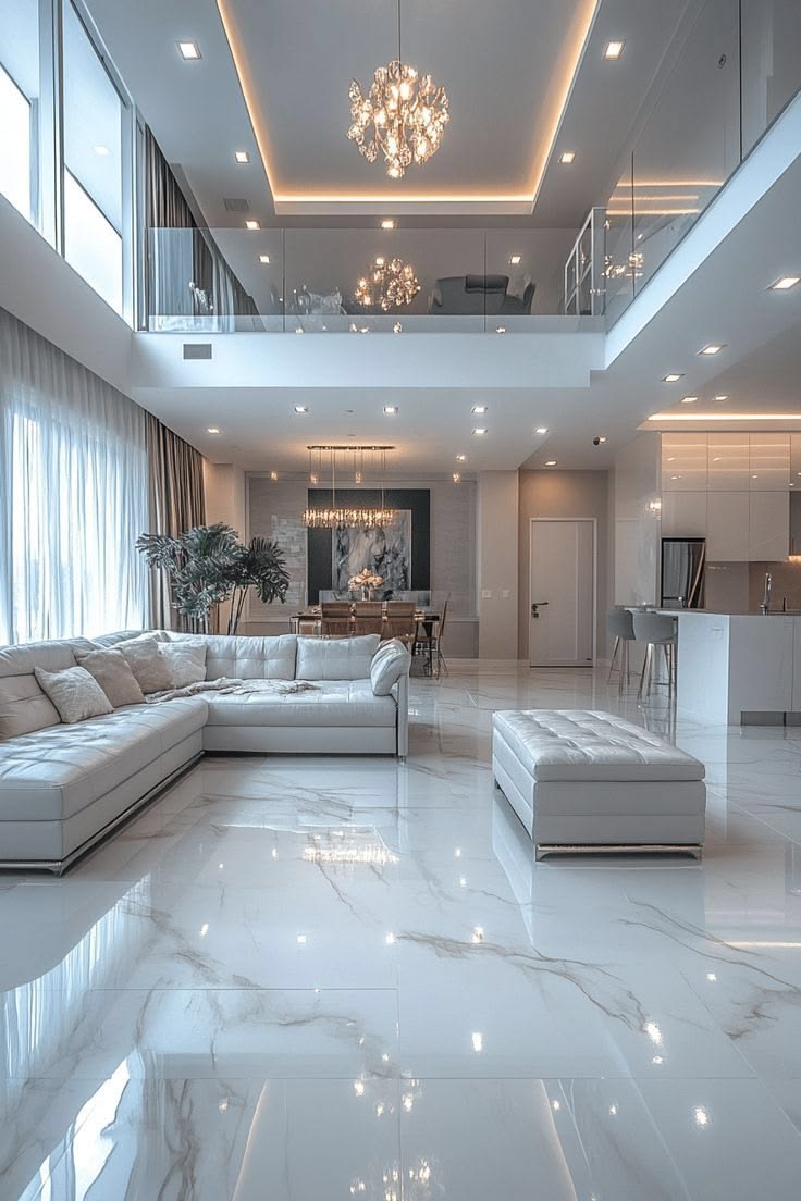 Gạch khổ lớn ốp nền phòng khách