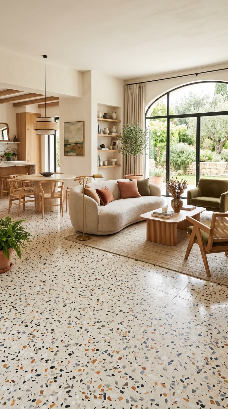 Gạch lát nền giả đá terrazzo hiện đại