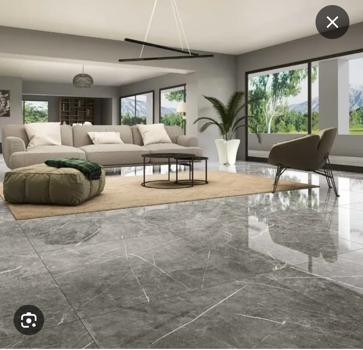 Gạch lát nền màu xám bóng kính cao cấp