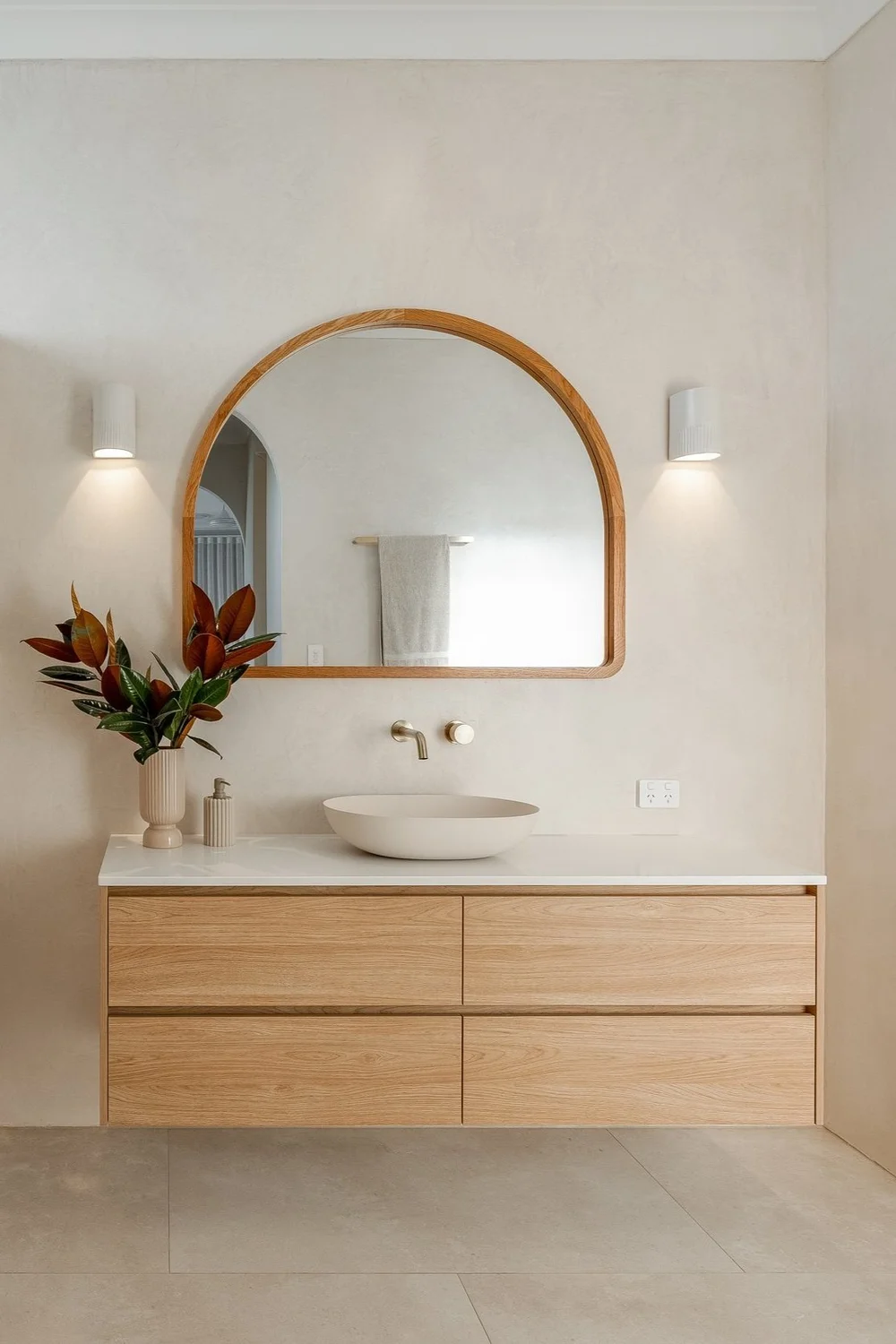 Gạch lát nhà tắm xi măng màu kem