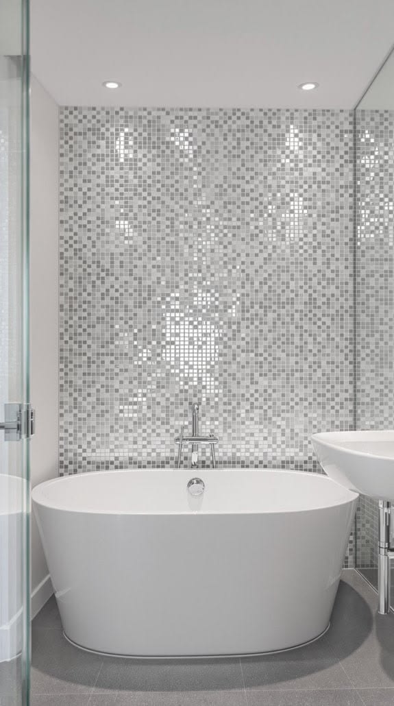 Gạch mosaic ốp phòng tắm thủy tinh giúp tăng độ sáng cho căn phòng