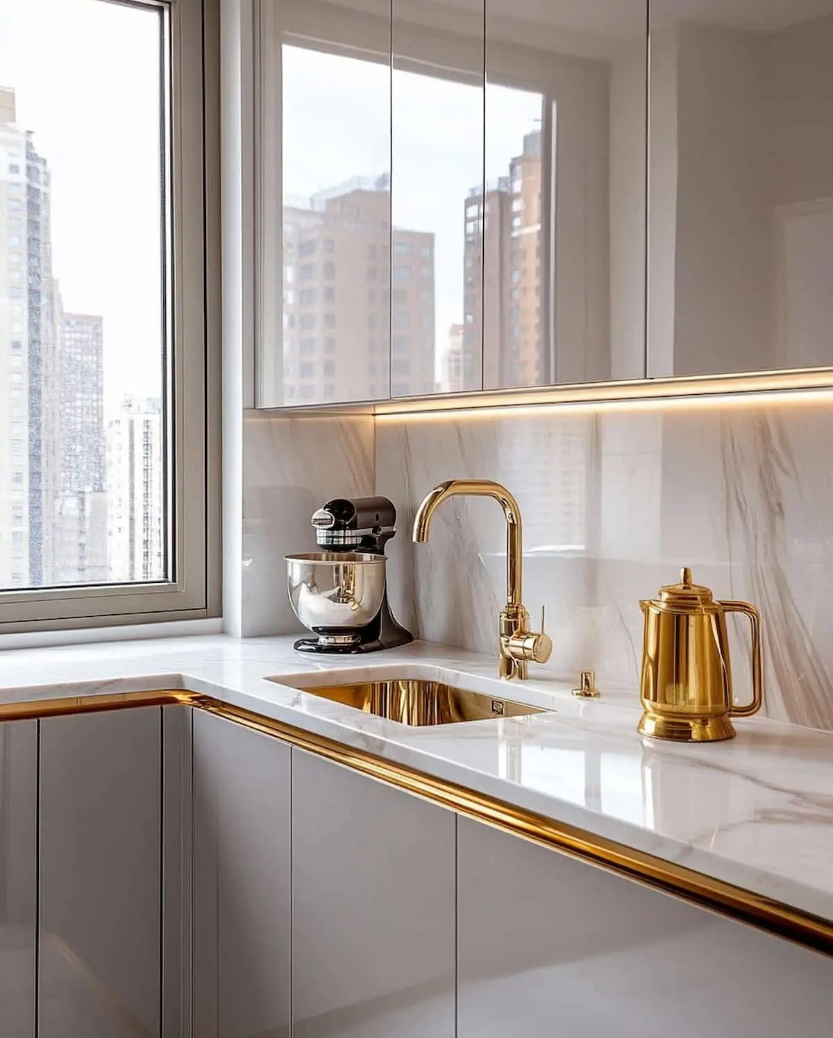 Gạch ốp bếp bóng giúp tối ưu ánh sáng