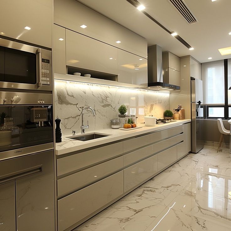 Gạch ốp bếp bóng vân marble