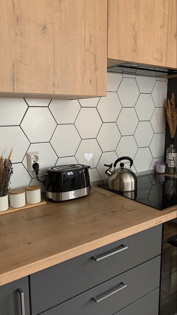 Gạch ốp bếp hình lục giác