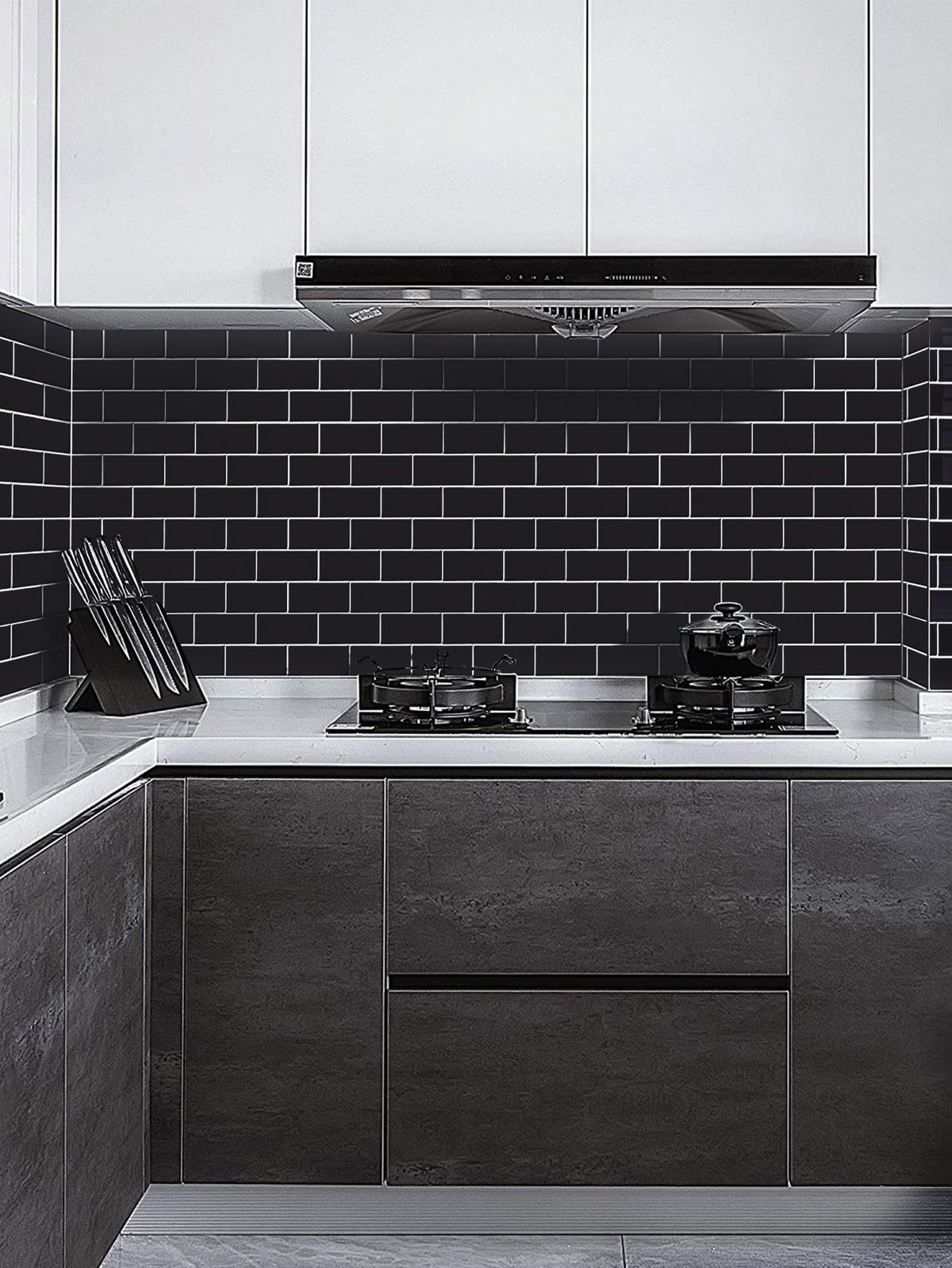 Gạch ốp bếp màu đen