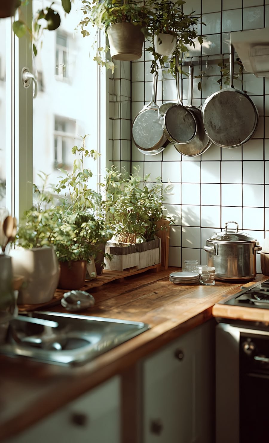 Gạch ốp bếp màu trắng