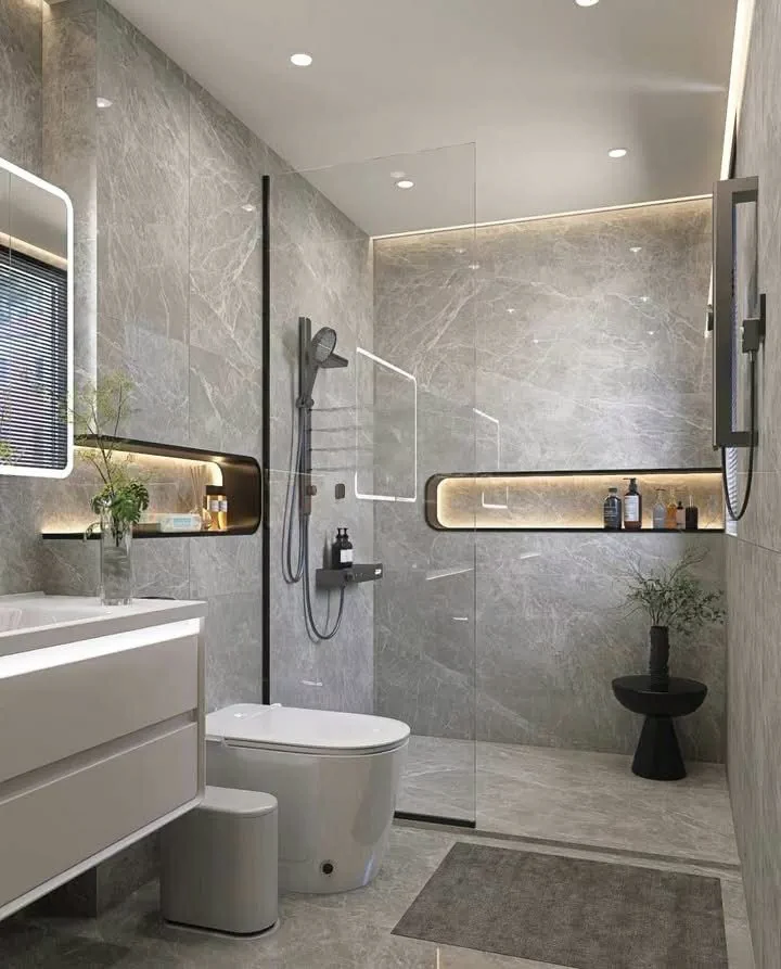 Gạch ốp tường giả đá màu xám